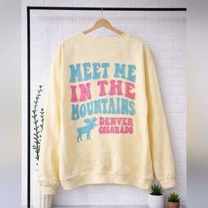 NWOT Butter Yellow Mountians Boho  Sweatshirt Denver Soft Ragwear XL Oversized